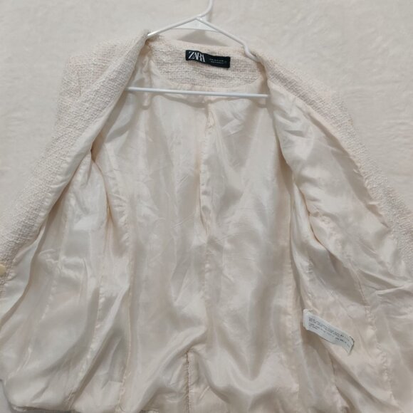Zara Womens Cotton Tweed Long Sleeve Double Breasted Blazer size XL - Picture 5 of 15